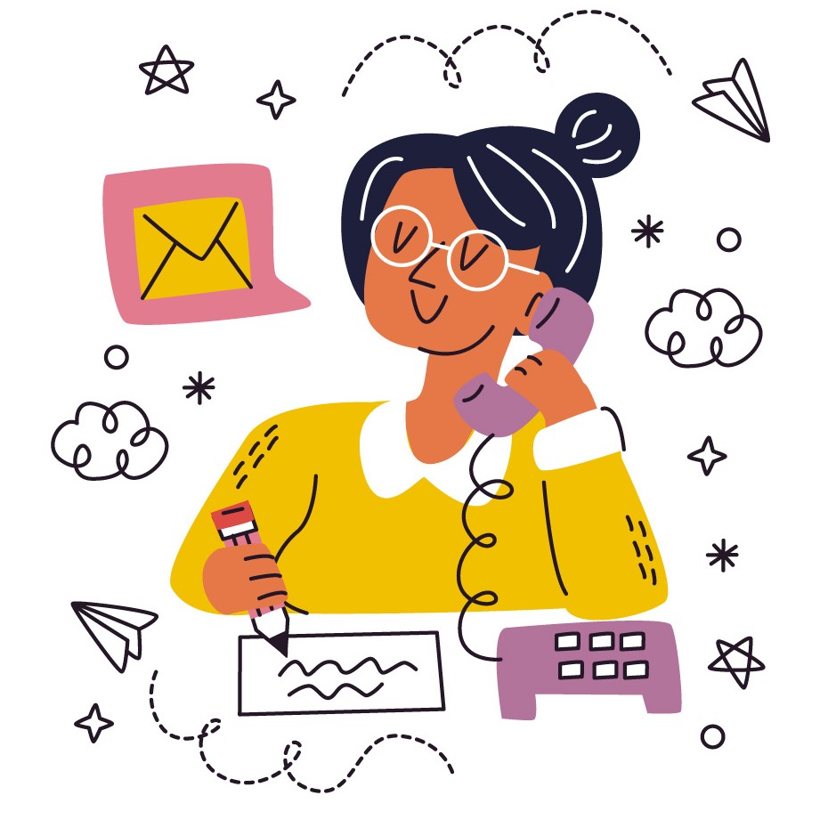 Corporate Memphis character holding an email